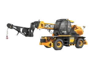 Chariot télescopique rotatif JCB pour travaux de levage et nacelle en location chez Valroc SA dans la Broye